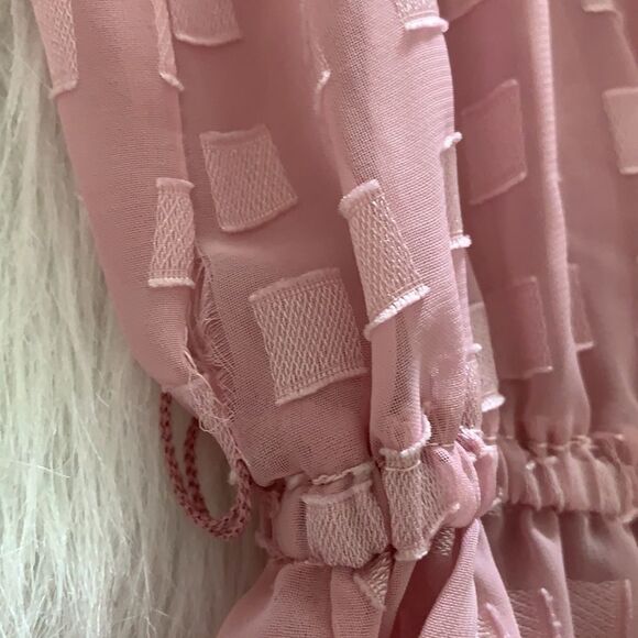 Vintage Sheer Pink Ruffle Collar Dress - Picture 7 of 7